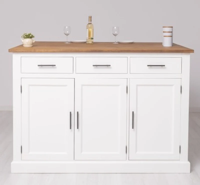 Casa Padrino Küchenschrank im Landhausstil mit Eichenholzplatte, 160 x 110 x 110 cm