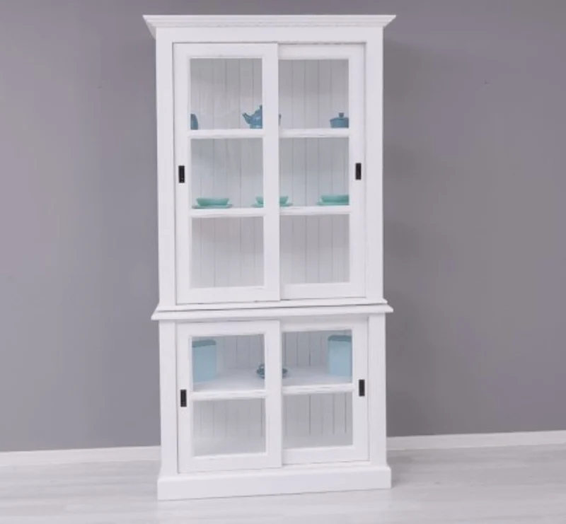 Casa Padrino Vitrine im Landhausstil mit 2 Türen, 110 x 47 x 220 cm