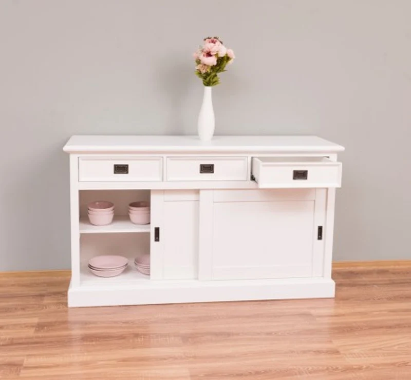 Casa Padrino Schrank im Landhausstil mit 2 Schiebetüren und 3 Schubladen, 146 x 46 x 85 cm