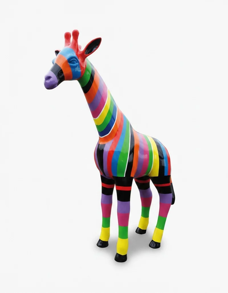 Casa Padrino Luxus Deko Skulptur Giraffe Gestreift H. 50 cm - Deko Skulptur - Deko Figur - Tierfigur - Gartendeko