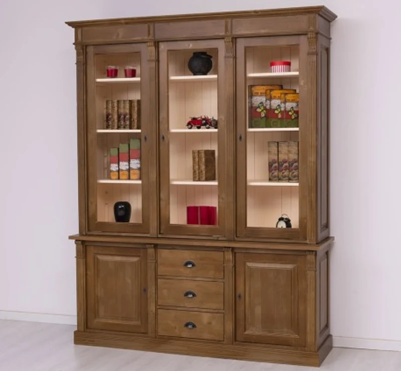 Casa Padrino Vitrine im Landhausstil mit 2 Türen, 183 x 51 x 228 cm