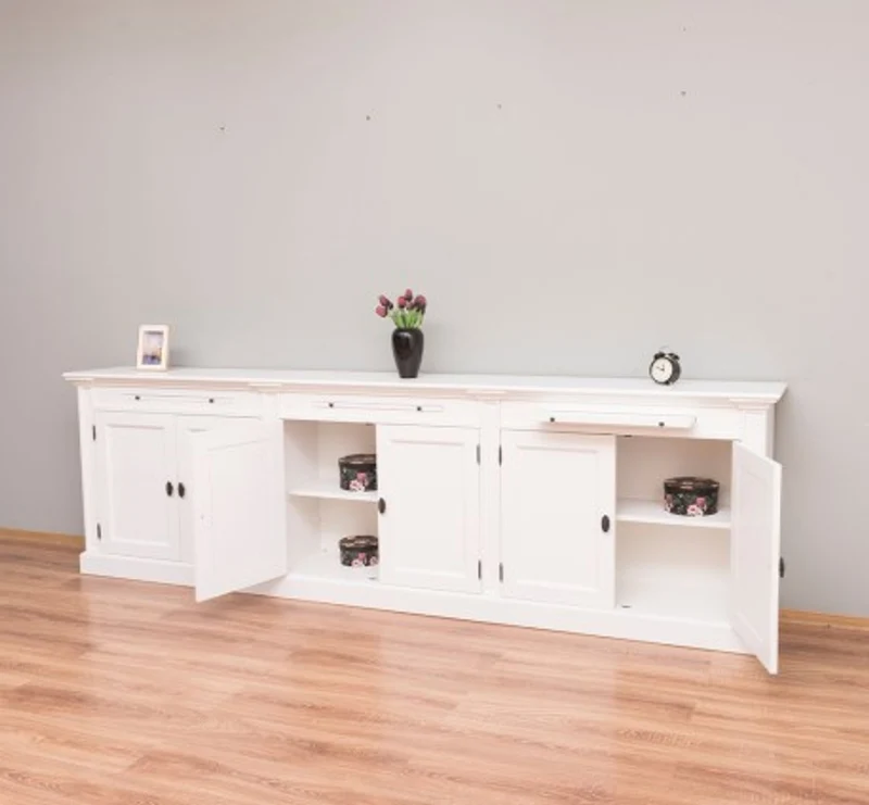 Casa Padrino Bücherregal im Landhausstil mit 6 Türen, 300 x 42 x 90 cm