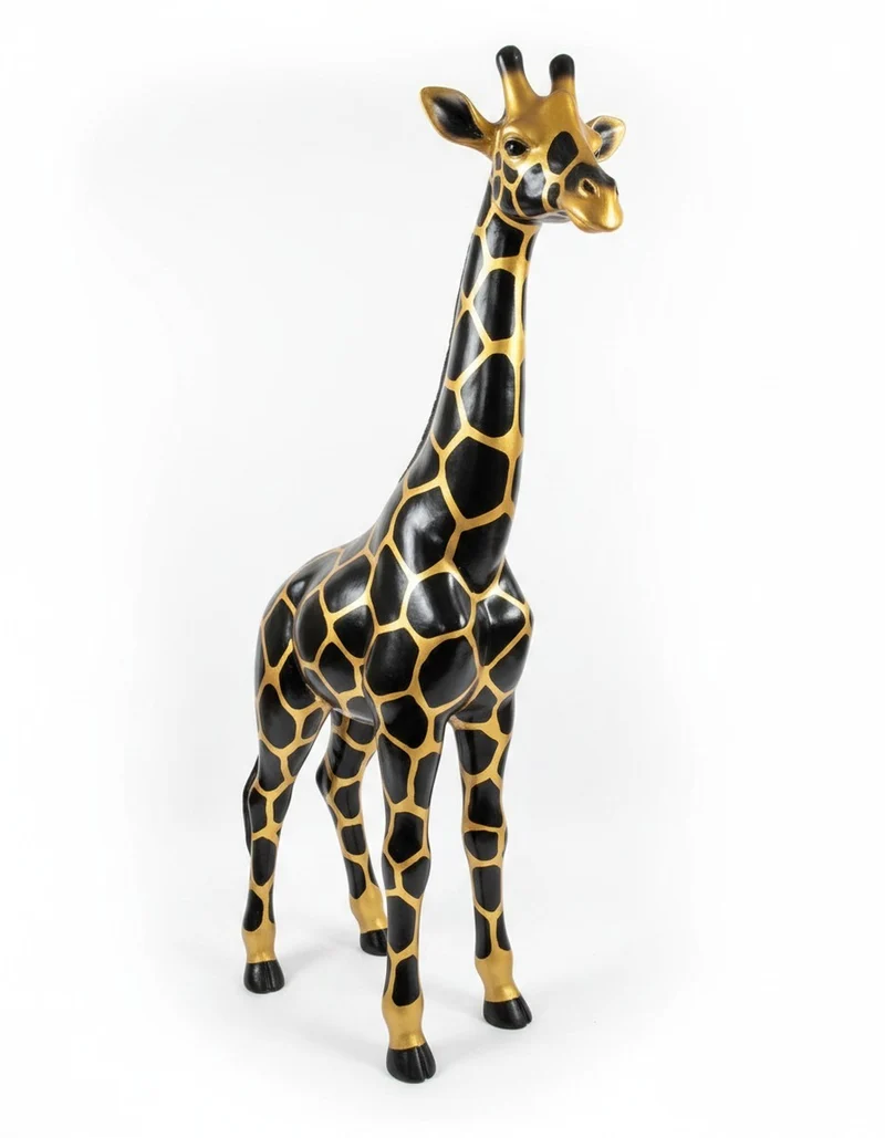 Casa Padrino Luxus Deko Skulptur Giraffe Gold H. 115 cm - Riesige Gartenskulptur - Lebensgroße Skulptur - XXL Deko Skulptur - XXL Deko Figur