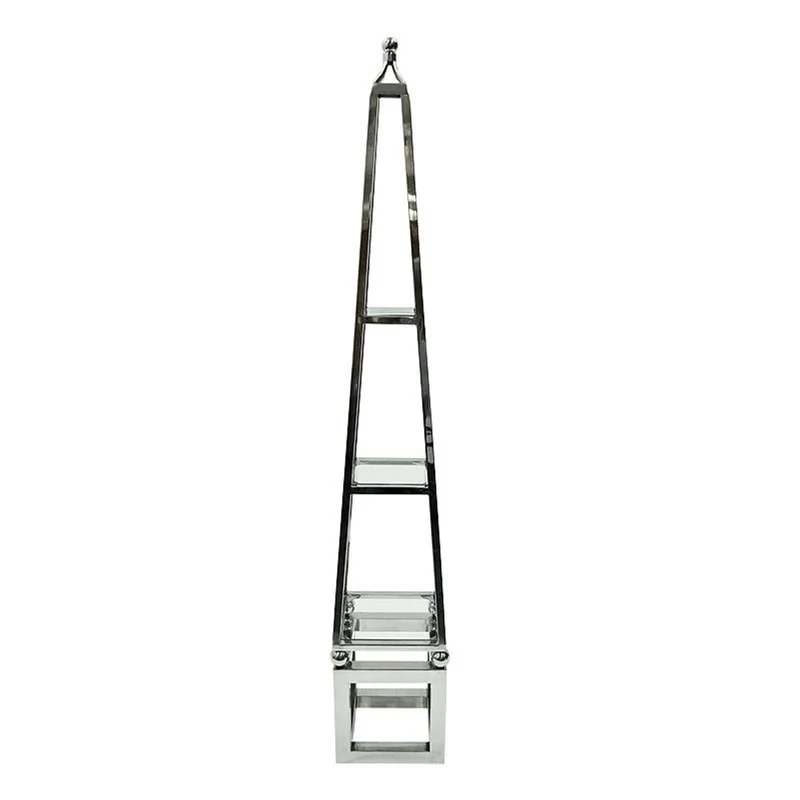 Casa Padrino Luxus Edelstahl Etagere Silber 28 x 28 x H. 168 cm - Obelisk mit 4 Glasböden