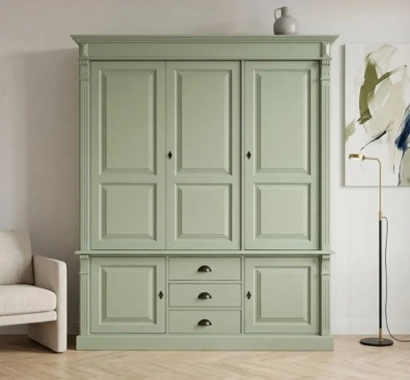 Casa Padrino Kleiderschrank im Landhausstil mit 3 Türen und 3 Schubladen, 176 x 59 x 210 cm