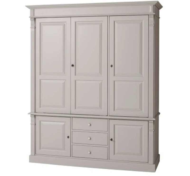 Casa Padrino Kleiderschrank im Landhausstil mit 3 Türen und 3 Schubladen, 176 x 59 x 210 cm
