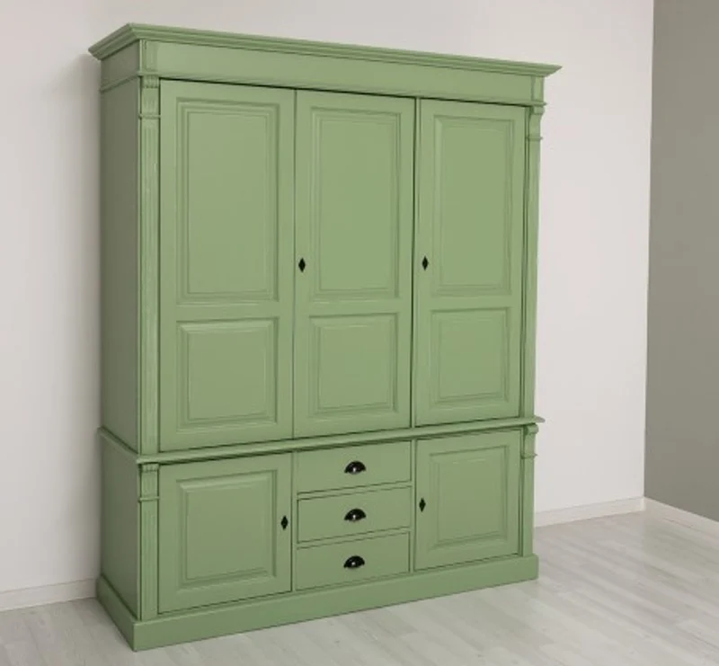 Casa Padrino Kleiderschrank im Landhausstil mit 3 Türen und 3 Schubladen, 176 x 59 x 210 cm