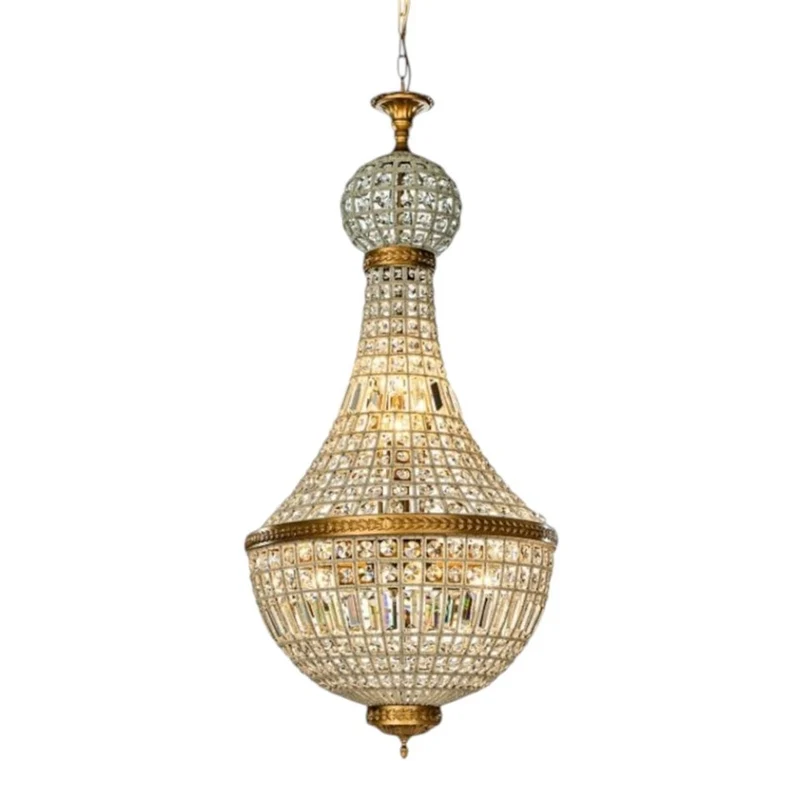 Casa Padrino Luxus Kristall Kronleuchter Gold Ø 34 x H. 80 cm - Prunkvoller Kronleuchter mit Kristallkugel