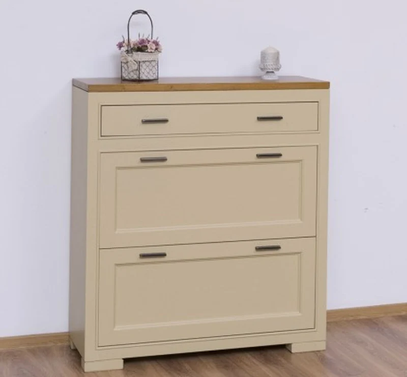 Casa Padrino Schuhschrank im Landhausstil mit 2 Türen und 1 Schublade, 100 x 35 x 110 cm