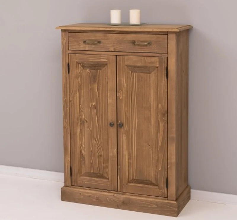 Casa Padrino Schrank im Landhausstil mit 2 Türen, 1 Schublade und Eichenholzplatte, 85 x 35 x 120 cm