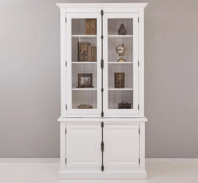 Casa Padrino Sideboard im Landhausstil mit 2 Glastüren, 120 x 50 x 228 cm