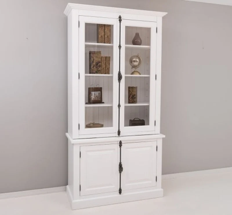 Casa Padrino Sideboard im Landhausstil mit 2 Glastüren, 120 x 50 x 228 cm