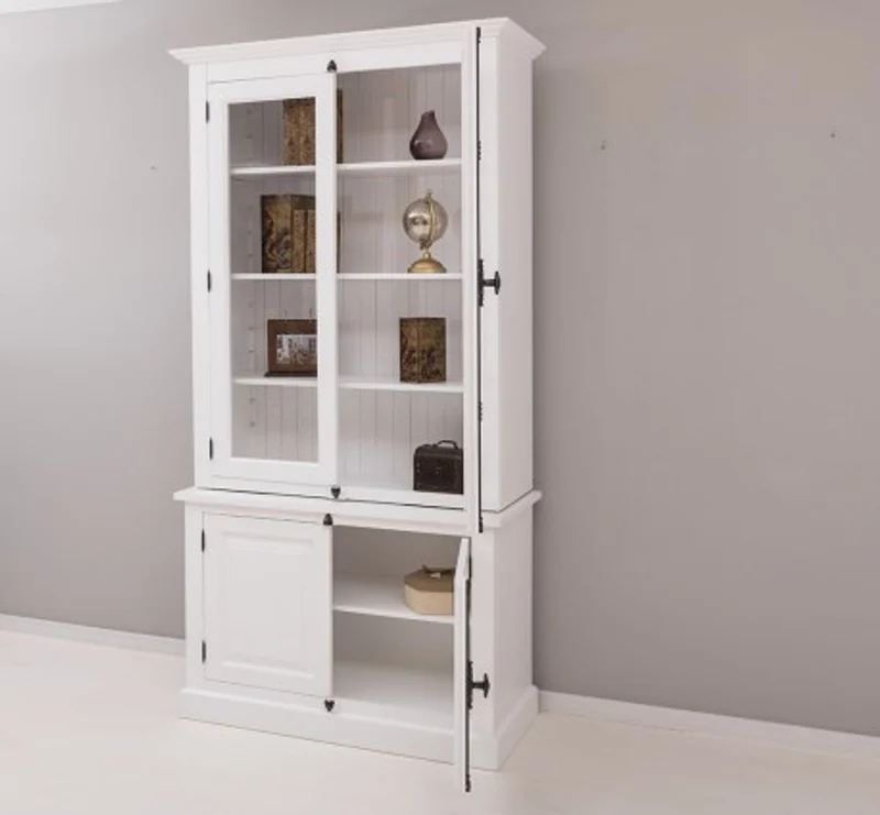 Casa Padrino Sideboard im Landhausstil mit 2 Glastüren, 120 x 50 x 228 cm
