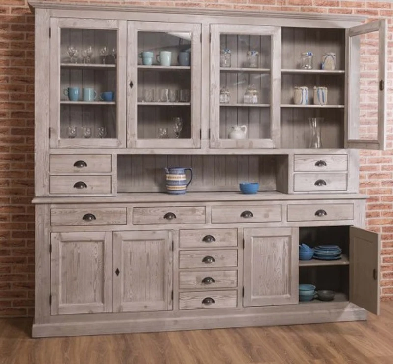 Casa Padrino Sideboard im Landhausstil mit 4 Glastüren und 8 Schubladen, 245 x 47 x 225 cm