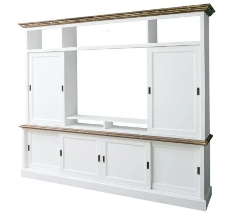 Casa Padrino TV Schrank im Landhausstil mit 6 Schiebetüren, 254 x 46 x 210 cm