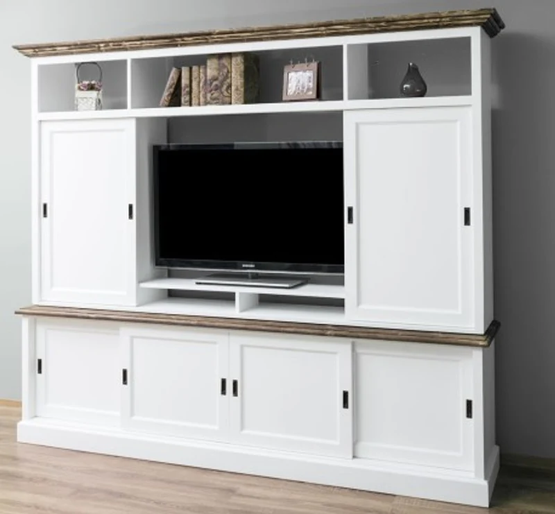 Casa Padrino TV Schrank im Landhausstil mit 6 Schiebetüren, 254 x 46 x 210 cm