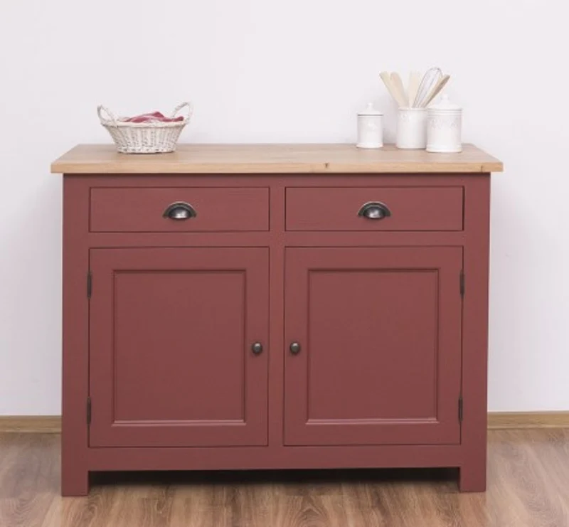 Casa Padrino Küchenschrank im Landhausstil mit 2 Türen, 2 Schubladen und Eichenholzplatte, 120 x 65 x 90 cm