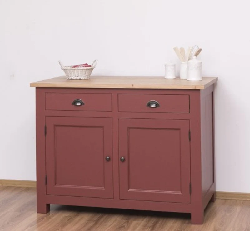 Casa Padrino Küchenschrank im Landhausstil mit 2 Türen, 2 Schubladen und Eichenholzplatte, 120 x 65 x 90 cm