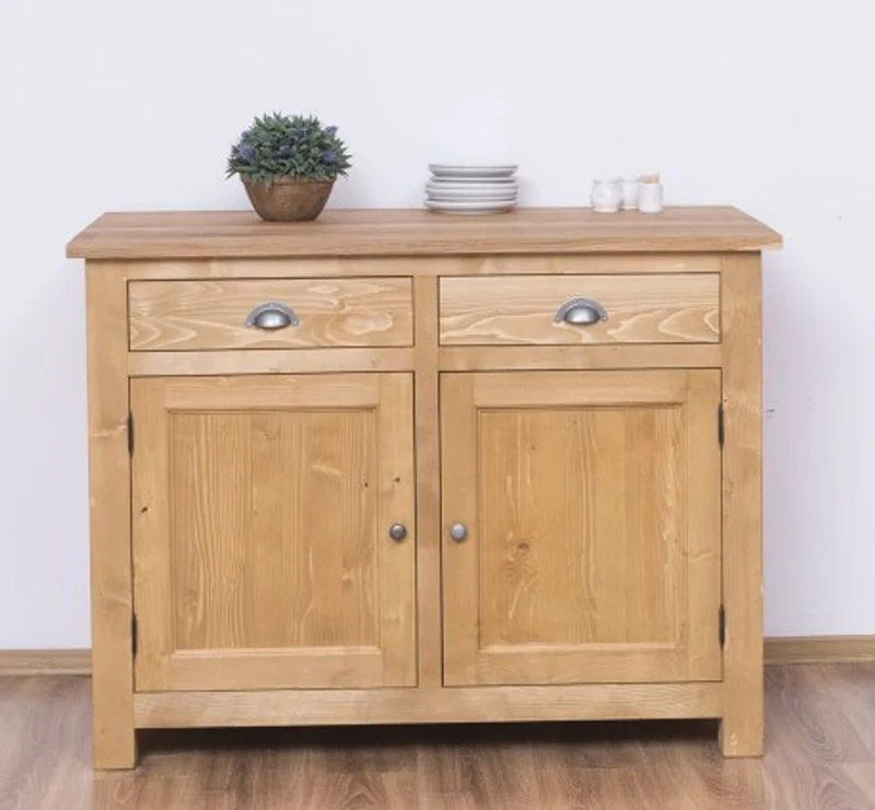 Casa Padrino Küchenschrank im Landhausstil mit 2 Türen, 2 Schubladen und Eichenholzplatte, 120 x 65 x 90 cm