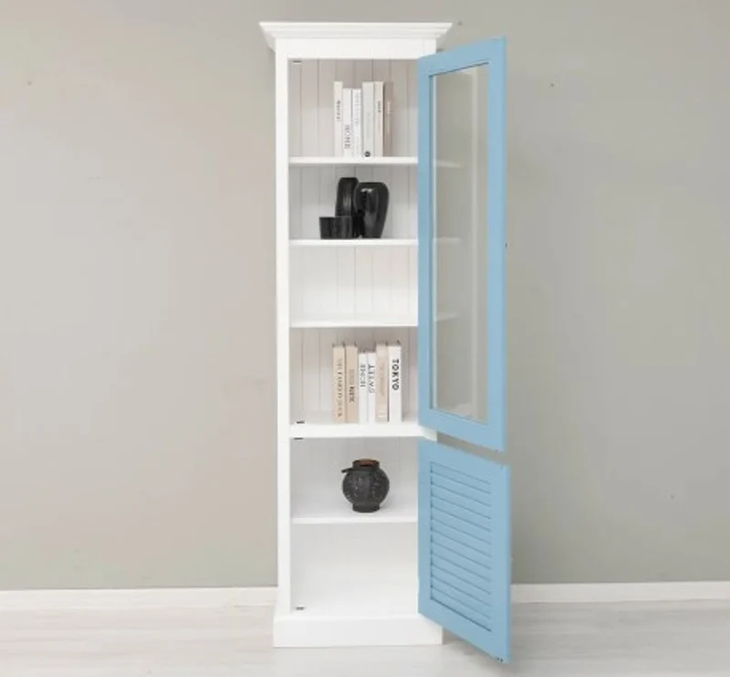 Casa Padrino Vitrine im Landhausstil mit 1 Glastür, 64 x 39 x 210 cm