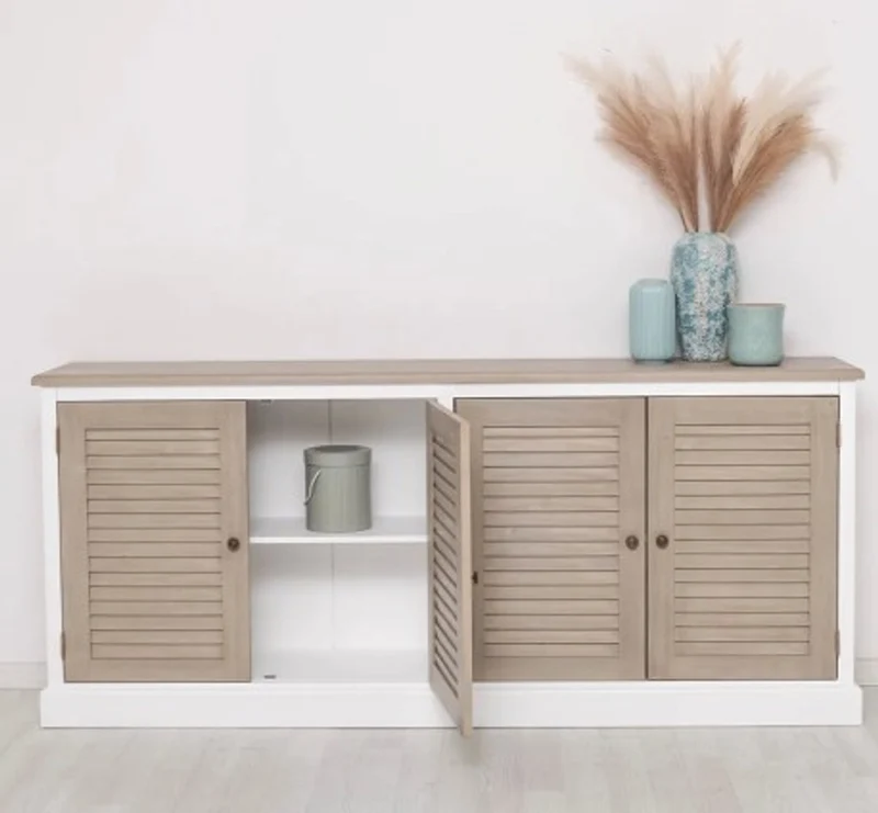 Casa Padrino Sideboard im Landhausstil mit 4 Türen und Eichenholzplatte, 209 x 37 x 90 cm