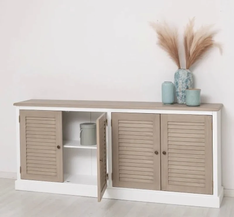 Casa Padrino Sideboard im Landhausstil mit 4 Türen und Eichenholzplatte, 209 x 37 x 90 cm