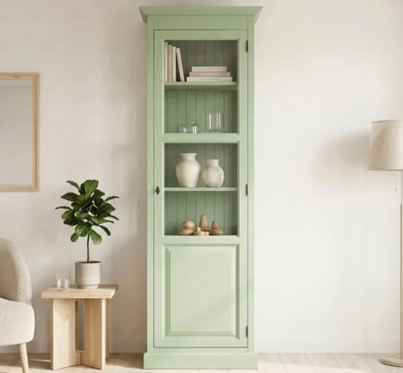 Casa Padrino Vitrine im Landhausstil mit 1 Tür, 75 x 40 x 220 cm