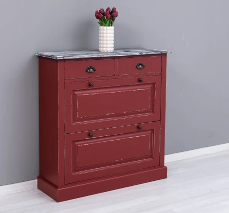 Casa Padrino Schuhschrank im Landhausstil mit 2 Türen und 2 Schubladen, 103 x 35 x 105 cm