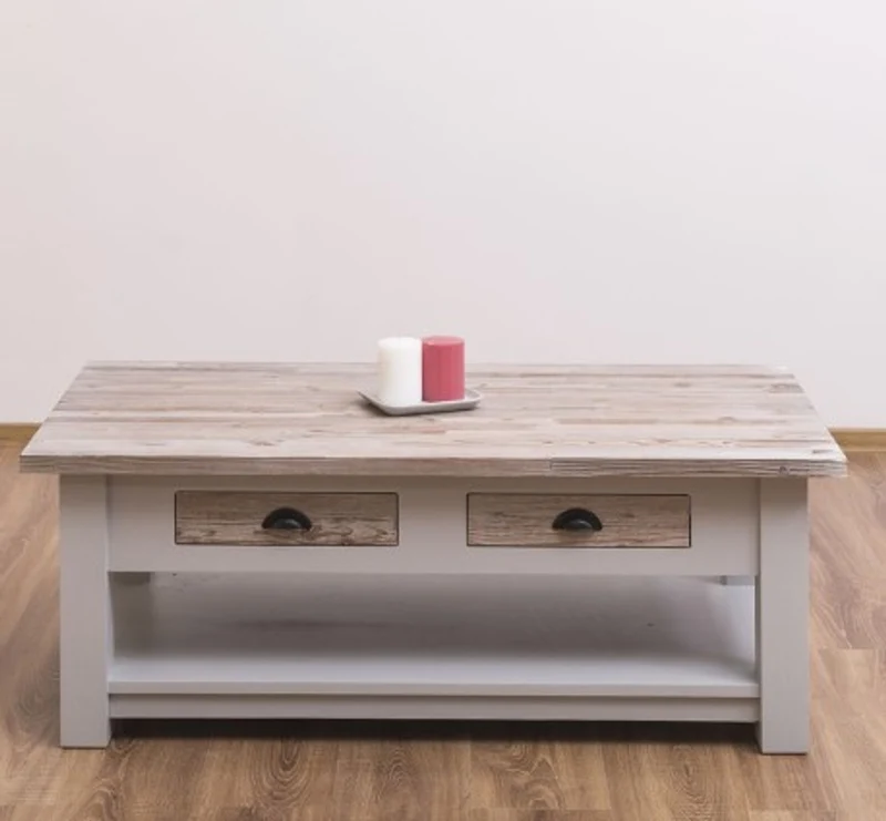 Casa Padrino Couchtisch im Landhausstil mit 2 Schubladen, 120 x 65 x 45 cm