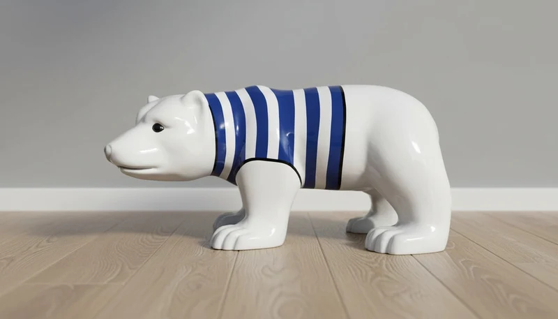 Casa Padrino Luxus Deko Skulptur Bär Marine H. 60 cm - Deko Skulptur - Deko Figur - Tierfigur - Gartendeko