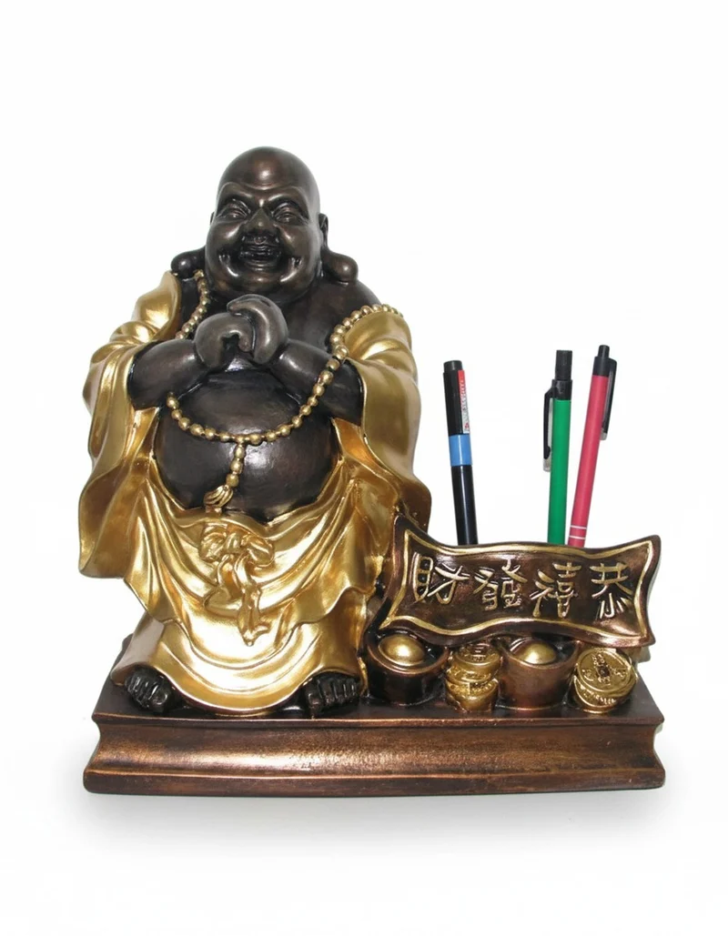 Casa Padrino Luxus Deko Skulptur Statue Buddha Stiftehalter H. 28 cm - Deko Skulptur - Deko Figur - Tierfigur - Gartendeko