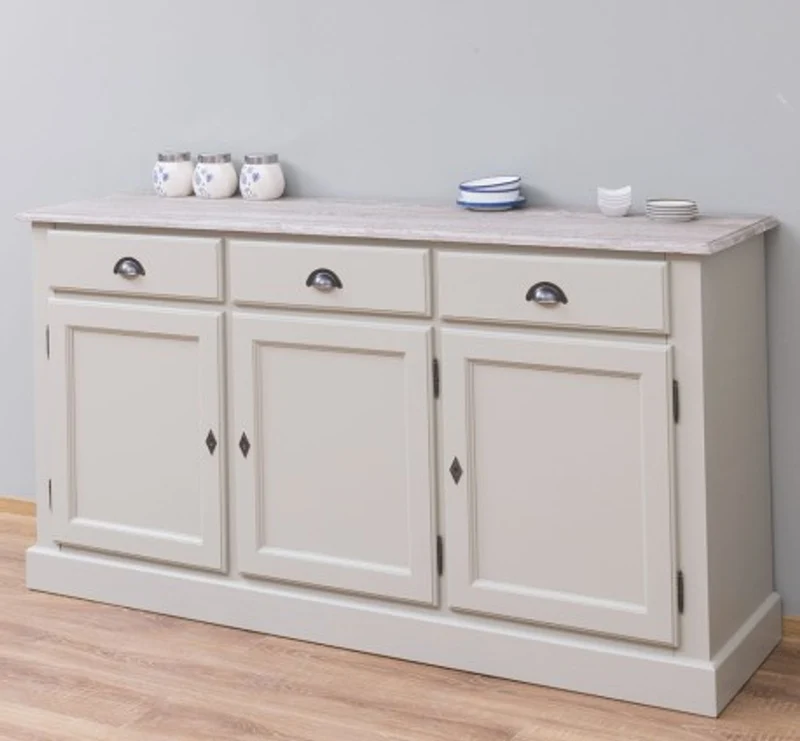 Casa Padrino Sideboard im Landhausstil mit 3 Türen, 3 Schubladen und Eichenholzplatte, 172 x 45 x 90 cm