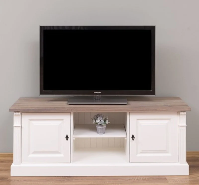 Casa Padrino Kommode im Landhausstil mit 2 Türen und Eichenholzplatte, 160 x 49 x 60 cm