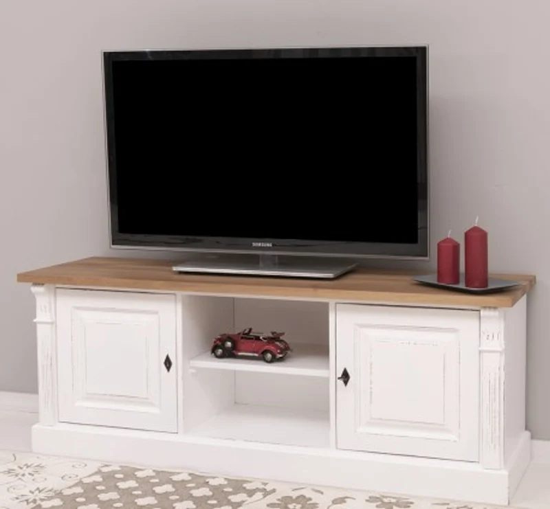 Casa Padrino Kommode im Landhausstil mit 2 Türen und Eichenholzplatte, 160 x 49 x 60 cm