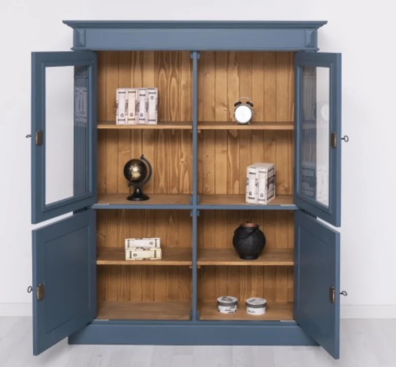 Casa Padrino Kleiderschrank im Landhausstil mit 2 Glastüren, 130 x 39 x 160 cm
