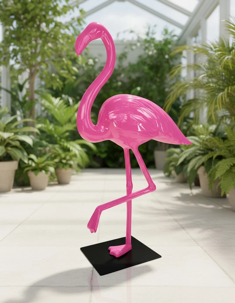 Casa Padrino Luxus Deko Skulptur Vogel Pink Flamingo 2XL H. 210 cm - Riesige Gartenskulptur - Lebensgroße Skulptur - XXL Deko Skulptur - XXL Deko Figur