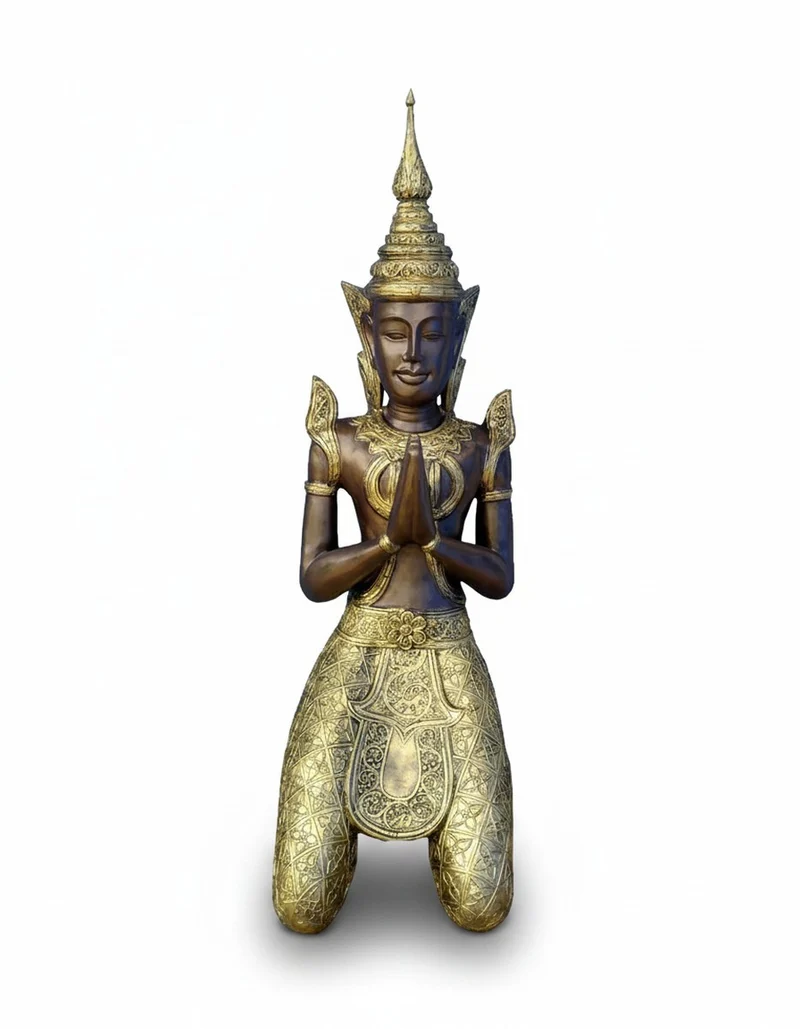 Casa Padrino Luxus Deko Skulptur Statue Tempelmönch H. 106 cm - Riesige Gartenskulptur - Lebensgroße Skulptur - XXL Deko Skulptur - XXL Deko Figur