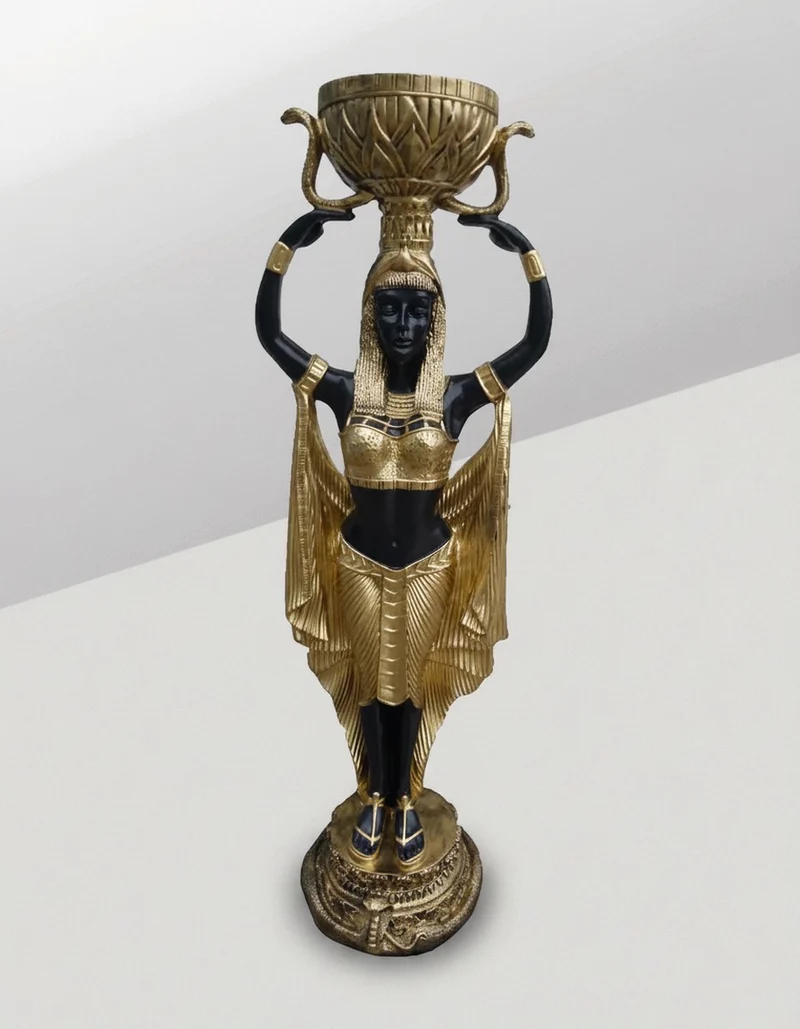 Casa Padrino Luxus Deko Skulptur Statue Ägyptische Frau Einem Blumentopf H. 130 cm - Riesige Gartenskulptur - Lebensgroße Skulptur - XXL Deko Skulptur - XXL Deko Figur