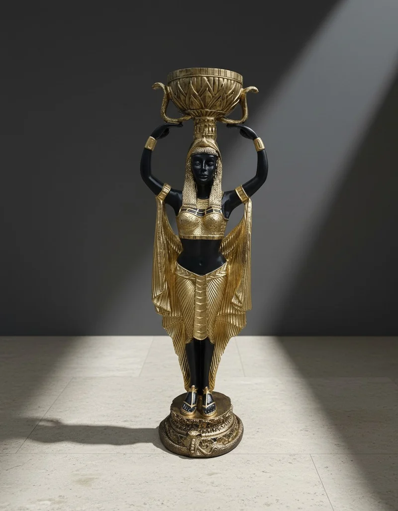 Casa Padrino Luxus Deko Skulptur Statue Ägyptische Frau Einem Blumentopf H. 130 cm - Riesige Gartenskulptur - Lebensgroße Skulptur - XXL Deko Skulptur - XXL Deko Figur