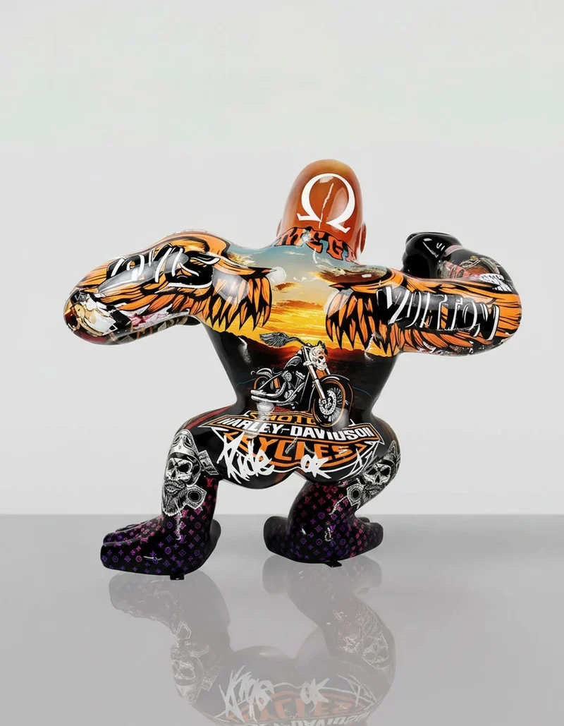 Casa Padrino Luxus Deko Skulptur Affe Kong Wütende Gorilla Dubai H. 110 cm - Riesige Gartenskulptur - Lebensgroße Skulptur - XXL Deko Skulptur - XXL Deko Figur