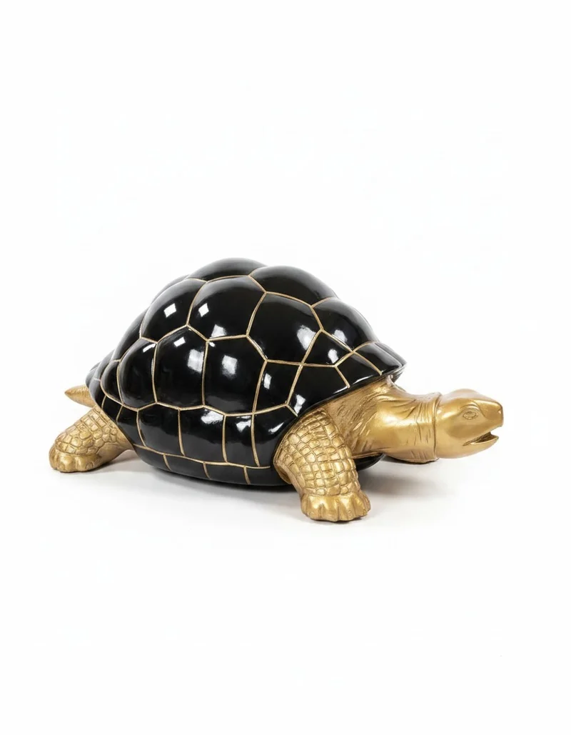 Casa Padrino Luxus Deko Skulptur Reptil Schildkröte Gold H. 44 cm - Deko Skulptur - Deko Figur - Tierfigur - Gartendeko