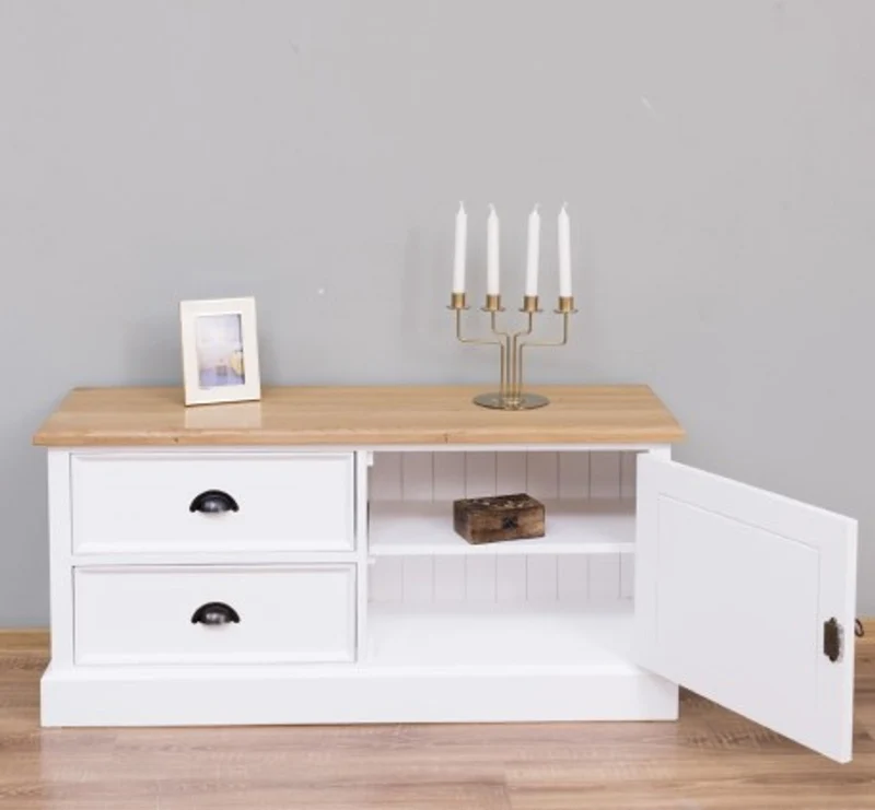 Casa Padrino TV Schrank im Landhausstil mit 1 Tür und 2 Schubladen, 120 x 40 x 57 cm