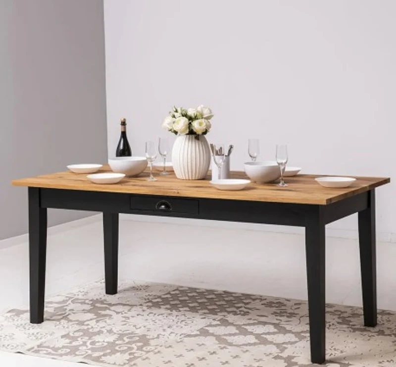 Casa Padrino Esstisch im Landhausstil mit Eichenholzplatte, 180 x 90 x 78 cm