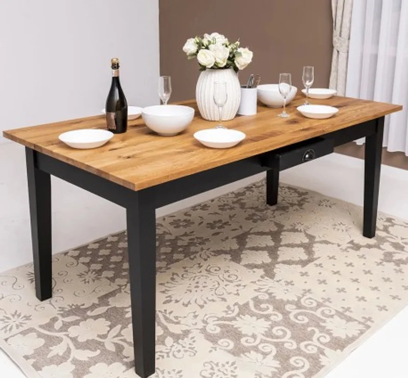 Casa Padrino Esstisch im Landhausstil mit Eichenholzplatte, 180 x 90 x 78 cm