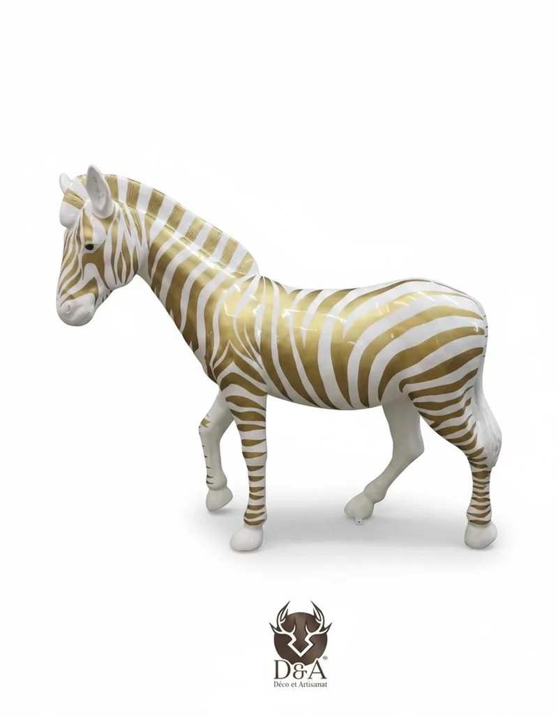 Casa Padrino Luxus Deko Skulptur Pferd Zebra Or Ou Argent H. 167 cm - Riesige Gartenskulptur - Lebensgroße Skulptur - XXL Deko Skulptur - XXL Deko Figur