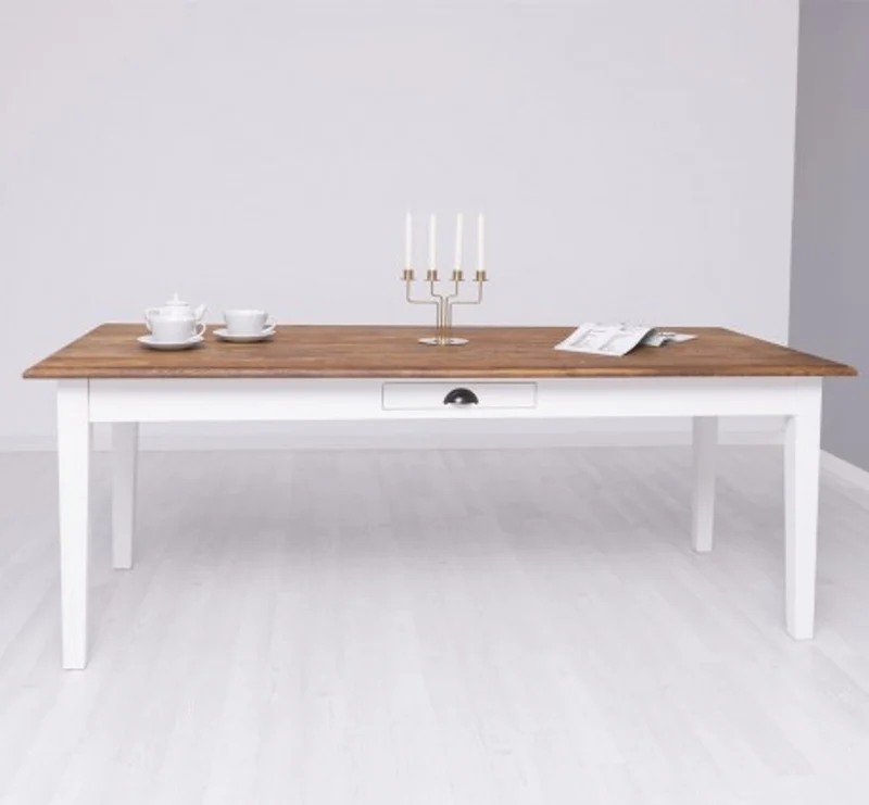 Casa Padrino Esstisch im Landhausstil mit Eichenholzplatte, 210 x 90 x 78 cm
