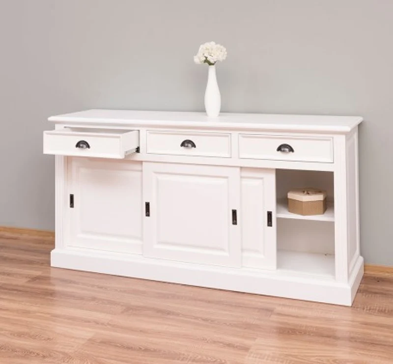 Casa Padrino Schrank im Landhausstil mit 3 Schiebetüren und 3 Schubladen, 176 x 49 x 88 cm