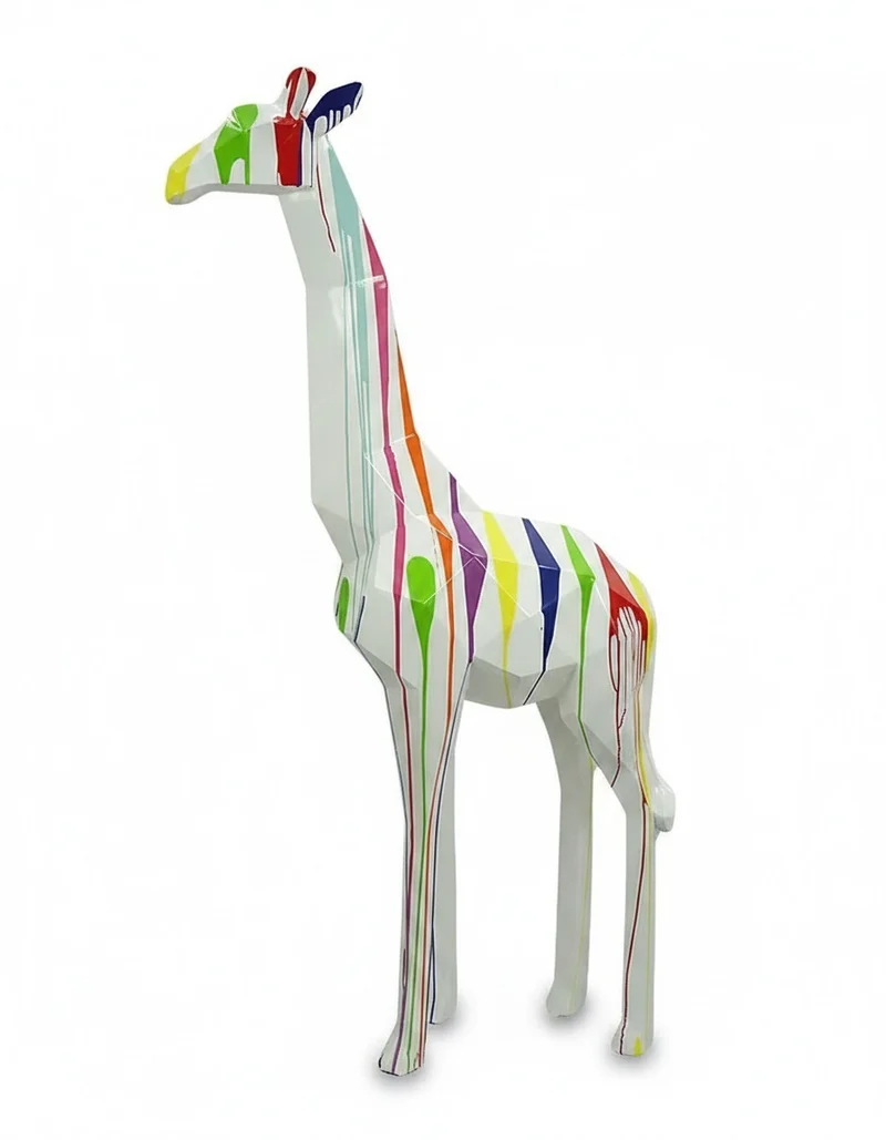 Casa Padrino Luxus Deko Skulptur Giraffe Facettierter Trash H. 200 cm - Riesige Gartenskulptur - Lebensgroße Skulptur - XXL Deko Skulptur - XXL Deko Figur