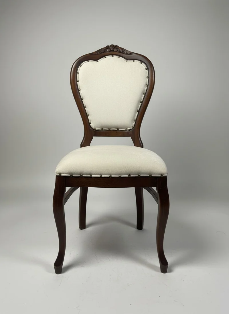 Casa Padrino Barock Esszimmerstuhl Creme / Braun H. 102 cm - Handgefertigter Stuhl mit Ziernägeln - Ausstellungsstück
