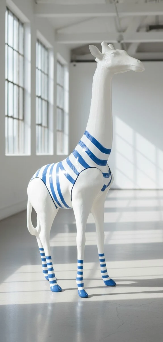 Casa Padrino Luxus Deko Skulptur Giraffe Seemann H. 210 cm - Riesige Gartenskulptur - Lebensgroße Skulptur - XXL Deko Skulptur - XXL Deko Figur